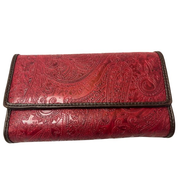 Relic Red Tri-fold Wallet w/ tooled paisley embossed design. Never used. - Picture 1 of 5